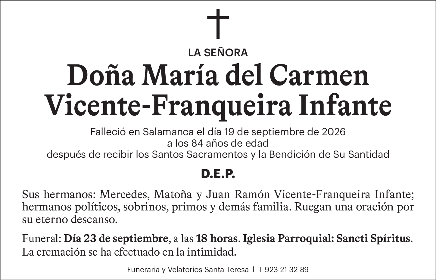 Doña María del Carmen Vicente-Franqueira Infante